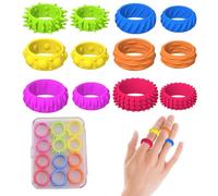Fidget Toy Sensory Rings for Kids, 12 Pack Chew Bracelet for Autism, Skin Picking Fidget Toys, Quiet Fidget Spinner Ring for School ADHD Class