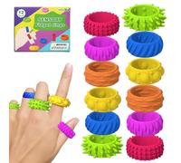 Fidget Toy Sensory Rings for Kids - 12PCS Silent Fidget Toys for Anxiety Relief & Autism - Sensory Rings for Classroom Focus - Flexible Silicone Fidget Rings for Adults ADHD Classroom