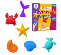 Fidget Toys 6 Pcs Sensory Stone Textured Worry Stone for Autism Kids Calming Stress Toys for Anxiety Relief for Children and Adults Social Emotional Feelings Toys for Special Needs (Ocean)
