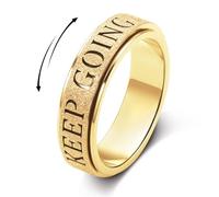 Fidget Toys Adults Anxiety Ring for Women: Fidget Spinner Cute Keep Going Symbol Thumb Ring Stainless Steel Gold Silver Black Size 5 6 7 8 9 10, 7 UK, Stainless Steel, Cubic Zirconia