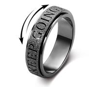 Fidget Toys Adults Anxiety Ring for Women: Fidget Spinner Cute Keep Going Symbol Thumb Ring Stainless Steel Gold Silver Black Size 5 6 7 8 9 10, 4 UK, Stainless Steel, Cubic Zirconia