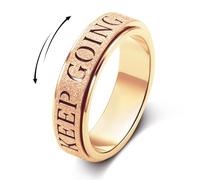 Fidget Toys Adults Anxiety Ring for Women: Fidget Spinner Cute Keep Going Symbol Thumb Ring Stainless Steel Gold Silver Black Size 5 6 7 8 9 10, 6 UK, Stainless Steel, Cubic Zirconia
