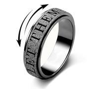 Fidget Toys Adults Anxiety Ring for Women: Fidget Spinner Cute Let Them Symbol Thumb Ring Stainless Steel Gold Silver Black Size 5 6 7 8 9 10 (Black-LET Them, 9)