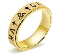 Fidget Toys Adults Anxiety Ring for Women: Fidget Spinner Cute Letter Symbol Thumb Ring Stainless Steel Gold Silver Black Size 5-10 (Gold, 10)