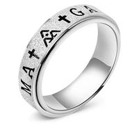 Fidget Toys Adults Anxiety Ring for Women: Fidget Spinner Cute Letter Symbol Thumb Ring Stainless Steel Gold Silver Black Size 5-10 (Silver, 7)