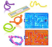 Fidget Toys for Kids Adults,6Pcs Textured Stretchy Stick Sensory Toys for Autism,2Pcs Maze Sensory Mat for Special Needs Autistic Relief Anxiety Fidget,Travel Activities Essential - 8-piece set