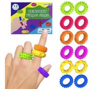 Fidget Toys for Kids,Sensory Toys for Autism,12 Pcs Finger Rings Texture Stress Finger Toys for Kids Autism Calming , Fidget Ring for ADHD Classroom