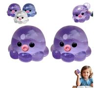 Fidget Toys Octopus, 2Pieces Squeeze Octopus Squishy Stress Toy, Fun Calming Ball, Handmade Bubble Sea Animal, Octopuss Relaxing Toy, for Mental Health Student Prizes Adults Kids Home Travel, Purple