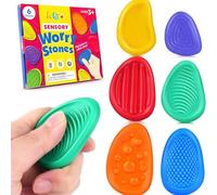 Fidget Toys Sensory Stone, 6PCS Textured Worry Stone, Social Emotional Feelings Toys for Special Needs, Fidget Stress Toys for Anxiety Relief, Stress Calming Toys for Kids Adults