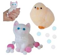 Fidget Toys, Stress Toys, 2 Pcs Soft Stress Relief Fidget Toy Include White Cat and Little Chick, Funny Mini Animals Sensory Toy for Kids and Adults Birthday Party Gifts