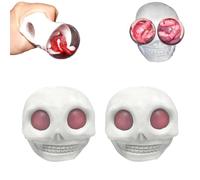 Fidget Worm Toy,Skull Squeeze Toy for Halloween Adults Horror,Halloween Skeleton Worm Fidget Toys Stress Relief Sensory Gag Toy,Fun Skeleton Pump Brain for Halloween Novelty Gifts (White*2pcs)