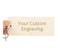 FIDHOW Personalised Extra-Large 200×80 mm Bamboo Keyring - Big Eco-Friendly Custom Message Keyring - Perfect for Keys & Important Items for Forgetful People