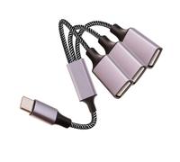 Fidioto Type-C Splitter Cable (10 inch Long), USB A Splitter 1 in 3 Out, USB C Male to Three USB A Female Cable Adapter, Multiple Hub for iMac/iPhone 15/iPad Pro/PC (Grey)