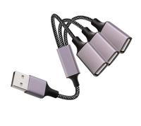 Fidioto USB A Splitter - 1 in 3 Out, USB Male to 3 Female Y Splitter for Charging and Data Transfer, Compatible with Webcam, Printer, Laptop (Grey, 10 inch)