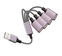 Fidioto USB A Splitter - 10 Inch Long, 1 in 4 Out USB Y Splitter for Charging & Data Transfer, Compatible with Webcam, Printer, Laptop (Grey)