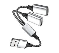 Fidioto USB A Splitter, USB A Male to 2 Female USBA Y Splitter, USB Splitter 1 in 2 Out Support Charging and Data Transfer for Printer/Keyboard/Flash Drive/PlayStation/Laptop/LED/Headsets Etc