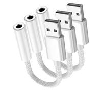 Fidioto USB to 3.5mm Jack Audio Adapter, USB to Audio Jack Adapter Headset TRRS 4-Pole Female,USB-A to 3.5mm Aux Cable External Stereo Sound Card for Headphone, Mac, PS4, PC, Laptop, Desktops