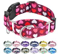Fidohug Pink Martingale Collar for Dogs with Buckle Adjustable Heart Valentines Dog Collars (Burgundy Love, Large)