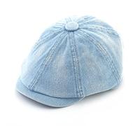 Fidra Unisex Stone Washed Denim 8 Panel Newsboy, Bakerboy Flat Cap, one Size Adjustable 58cm - 60cm (Denim Sky Blue)