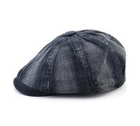 Fidra Unisex Stone Washed Denim 8 Panel Newsboy, Bakerboy Flat Cap, one Size Adjustable 58cm - 60cm (Denim Black)