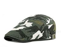 FIDRA Unisexd Camo Print Flat Cap - Fully Adjustable - 100% Cotton - Fishing, Hunting, Walking, Outdoor, Lightweight Hat. (Green)