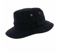 FIDRA Waxed Waterproof Bush Fedora Rain Hat with Eyelets. Fast Post UK Seller (59cm Large, Navy Blue)