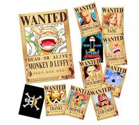 FIDRTH 11 PCS Anime OP Wanted Bounty Posters, Nika Luffy 3Billion, 10 Straw Hat Pirates Zoro, Sanji, 1 PC Flag