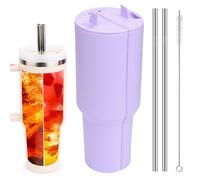 FIDWALL 2-in-1 Silicone Divider Compatible with Stanley Cup 40 oz,Reusable Beverage Separator with Lid & Straw Hole,Dual-Sided Liner for Juice,Coffee,Cola - Ideal for Parties (Purple)