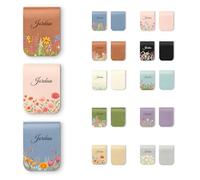 FIDWALL 3 Pcs Personalised Magnetic Bookmark Set, Custom Name & Birth Month Flowers, PU Leather Magnetic Book Marks for Women Men, Ideal for Readers & Book Lovers (Bloom)