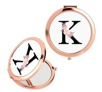 FIDWALL Alphabet Foldable Makeup Mirror Compact and Portable Beauty Mirror with Pink Gift Box,the Ideal Choice for Women's Birthday Gifts,Engagement Gifts for Lovers and Mothers (K)