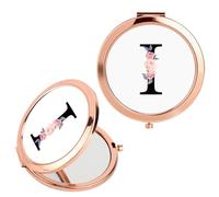 FIDWALL Alphabet Foldable Makeup Mirror Compact and Portable Beauty Mirror with Pink Gift Box,the Ideal Choice for Women's Birthday Gifts,Engagement Gifts for Lovers and Mothers (I)
