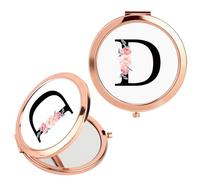 FIDWALL Alphabet Foldable Makeup Mirror Compact and Portable Beauty Mirror with Pink Gift Box,the Ideal Choice for Women's Birthday Gifts,Engagement Gifts for Lovers and Mothers (D)