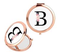 FIDWALL Alphabet Foldable Makeup Mirror Compact and Portable Beauty Mirror with Pink Gift Box,the Ideal Choice for Women's Birthday Gifts,Engagement Gifts for Lovers and Mothers (B)