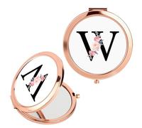 FIDWALL Alphabet Foldable Makeup Mirror Compact and Portable Beauty Mirror with Pink Gift Box,the Ideal Choice for Women's Birthday Gifts,Engagement Gifts for Lovers and Mothers (W)