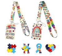 FIDWALL Autism Lanyard with Card Holder, Hidden Disability ID Card Holder, Autism Awareness Rainbow Lanyard for Children, Teens and Adults