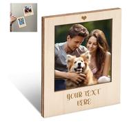 FIDWALL Custom Magnets for Fridge,Personalized Magnets,Magnet Photo Frames,Custom Photo and Text,Wood Material,Perfect as a Gift (Photo 3x3 inches)