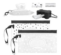 FIDWALL Dog Wipes Dispenser Set, 2 Refillable Pet Wet Wipe Pouches with Poop Bag Holder and 2 Rolls Dog Waste Bags, Suitable for Dog Paw Grooming