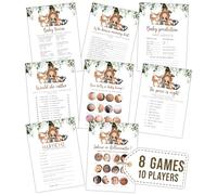 FIDWALL for 6-10 Guests,Baby-Shower Games Set,Includes Baby Trivia,Who Knows Mummy Best,Baby Predictions & Advice,Writable A6 Cards,Shower Decorations (8-Game 10p)