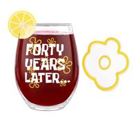 FIDWALL Fun 18/30/40/50th Birthday Wine Glasses - Women's ‘18/30/40/50 Years Later’ Stemless Glass - Nostalgic Gift for Her, Retirement, Close Friends or Wine Lovers (Forty)
