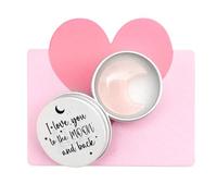 FIDWALL ‘I Love You to the Moon and Back’ Gift,Miniature Half Moon in Tin with Greeting Card,Valentines,Anniversary,Birthday,Gift for Her or Him,Colour Options Available (Pink Crystal)