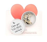 FIDWALL ‘I Love You to the Moon and Back’ Gift,Miniature Half Moon in Tin with Greeting Card,Valentines,Anniversary,Birthday,Gift for Her or Him,Colour Options Available (Dalmatian Jasper)