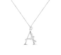 FIDWALL Letter Sterling Silver Necklace for Women - Adjustable 45cm+5cm Floral Design 925 Silver Jewelry, Unique Teacher, Mom,Nanny,Friend Gift with Flower Engraved Pendant (A)