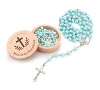 FIDWALL My First Rosary with Storage Box - Christening and Baby Shower Gift for Girls and Boys | Catholic Holy First Communion Rosary Beads (Blue)