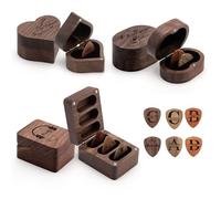 FIDWALL Personalised Guitar Pick Holder - Engraved Wooden Plectrum Case, Unique Guitar Accessories for Men, Great for Father’s Day, Birthdays & More - Heart, Horizontal & Vertical