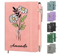 FIDWALL Personalised Notebook and Pen Set - Custom Name Lined Journal & Personalised Diary for Women and Girls, To Do List Notebook for School, Work, Office, Birthday or Graduation (Birth Flower)