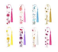 FIDWALL Personalised Resin Bookmarks for Women with Tassels, Custom Name Book Mark, Epoxy Resin Pressed Flower Page Marker, Dried Floral Bookmarks for Readers Teachers Students