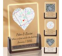 FIDWALL Personalised Where We Met Map Acrylic Plaque - Custom Romantic Keepsake for Couples, Anniversary Present for Her, Boyfriend Surprise, Long Distance Relationship, First Date Memory Decor