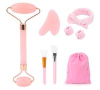 FIDWALL Pink Gua Sha & Jade Roller Set, Face Massager Kit with Jade Roller & Gua Sha Stone, Preppy Skincare Tool for Relaxing Facial Massage, Guasha Tool for Face and Neck Skincare Routine