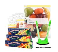 FIDWALL Reusable Freezer Bags Set (60-Pack) - Large/Medium/Small Slider Ziplock Bags with 120 Food-Safe Labels,Storage Rack&Permanent Marker - BPA-Free Professional Meal Prep Solution