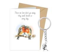 FIDWALL Robin Sympathy Card & Keyring Gift Set, Memorial Bereavement Condolence Keepsake for Loss of Loved Ones, Remembrance Gift with Touching Quote (Includes Envelope) (Pair of Robins)